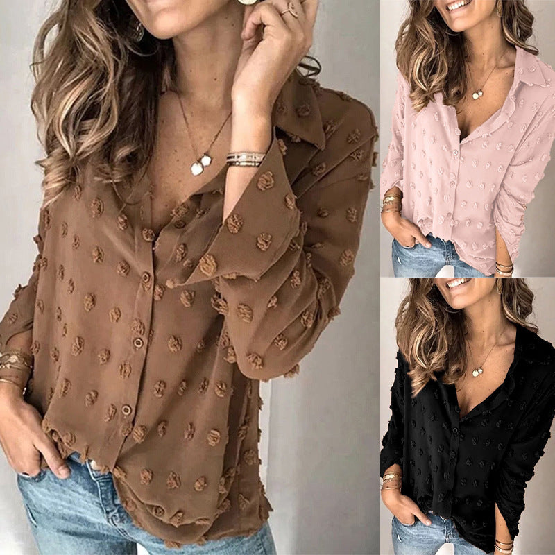 Spring And Summer New Cross-border Women's Clothing Fashion Long Sleeve Shirt - - Winter Tops - Carvan Mart