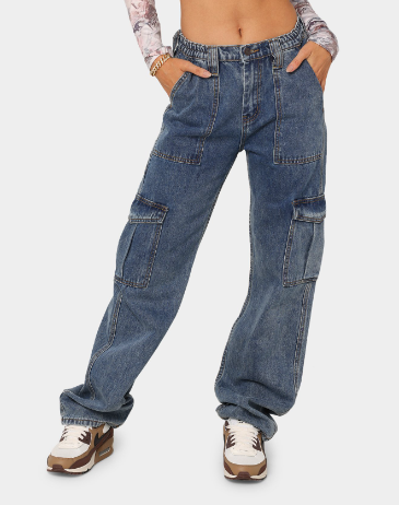 Slim-Fit Denim Jeans for Women - Fashion Straight Leg Overalls with Pockets - Blue - Pants & Capris - Carvan Mart