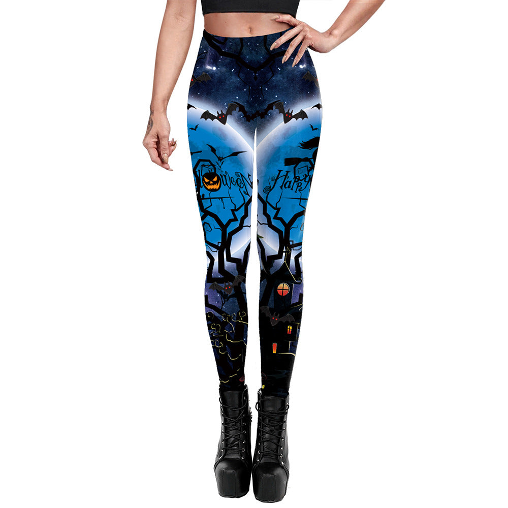 Women's Halloween Leggings - High-Waisted Spooky Print Yoga Pants - Carvan Mart