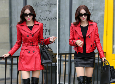 Women's Slim-fit PU Leather Trench Coat - Stylish & Comfortable Outerwear - Carvan Mart