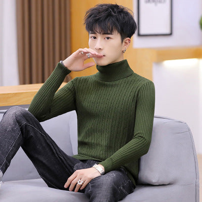 Slim-fit Sweater Men High Neck Bottoming T-shirt Sweater Men - Green - Men's Sweaters - Carvan Mart