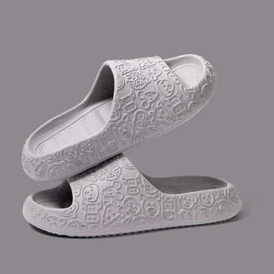 Home Slippers Thick-sole Non-slip Bathroom Slippers For Couple House Shoes - Carvan Mart