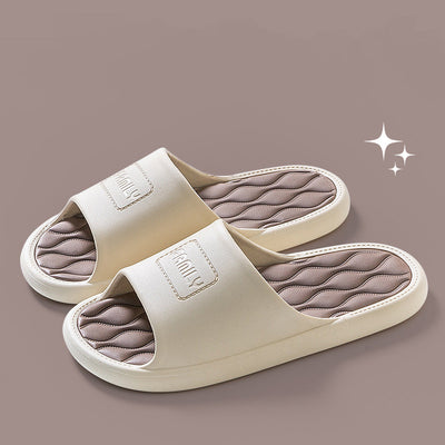 Wave Pattern Slippers Indoor Fashion Shoes Non-slip Slippers For Couples - Coffee - Women's Slippers - Carvan Mart