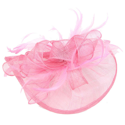 Fascinator Hat Hemp Yarn Banquet Net Top Hat Bridal Feather Hat - Pink - Women's Hats & Caps - Carvan Mart