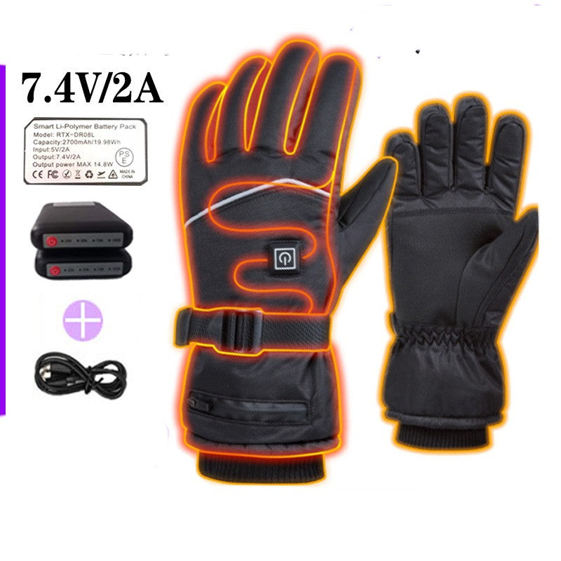 Outdoor Cycling Skiing Electrically Heated Gloves - Gloves Free Size - Men's Gloves - Carvan Mart