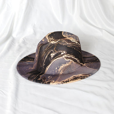 Gold-plated Hat Color Hat Bright Fur Fedora Double-sided Color Matching Hat - Black M - Men's Hats & Caps - Carvan Mart