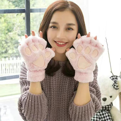 Plush Thickened Warm Plush Gloves Finger Cute Simple White Gloves - Carvan Mart Ltd