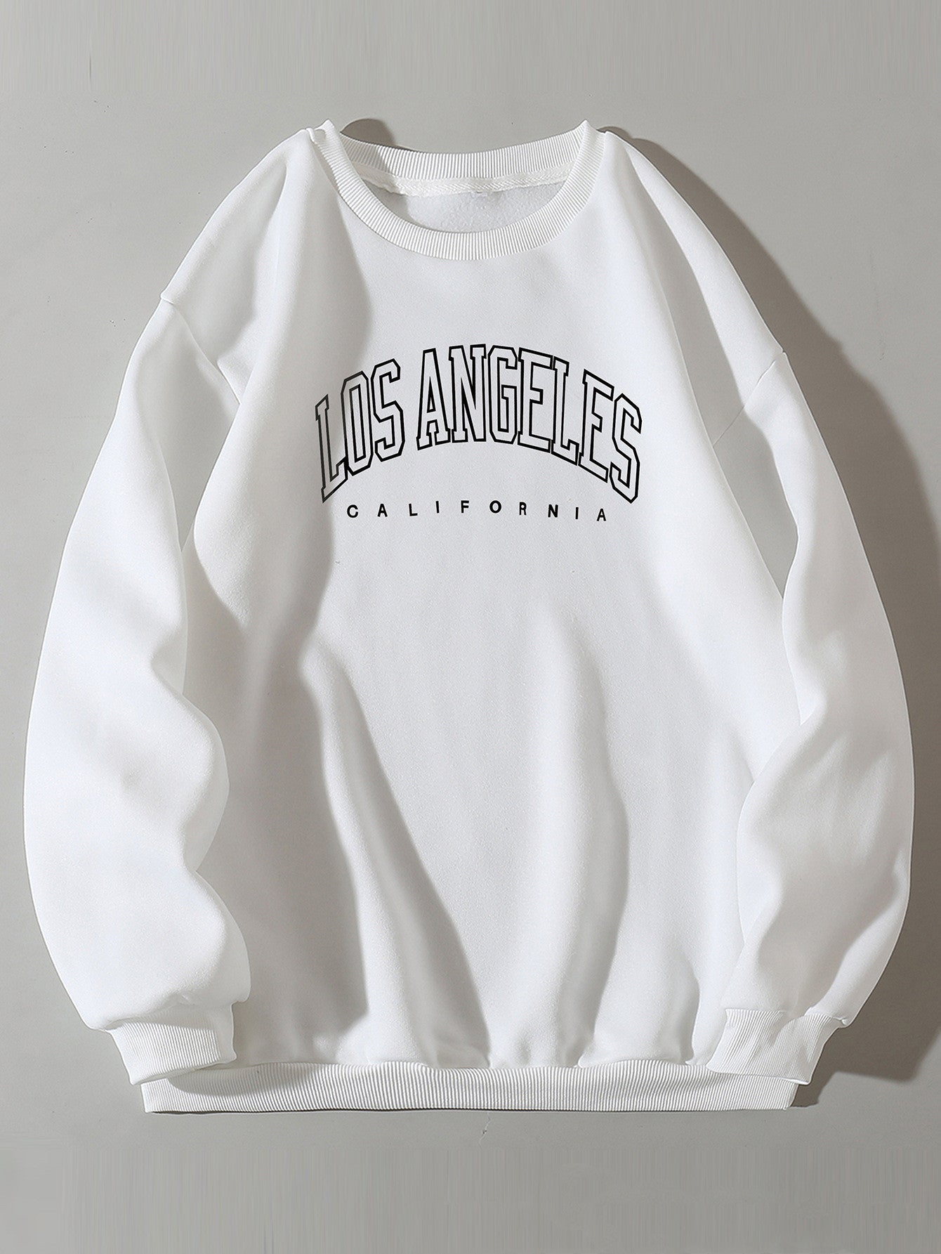 Letter Print Crew Neck Pullover Sweatshirt - White - Women Hoodies & Sweatshirts - Carvan Mart