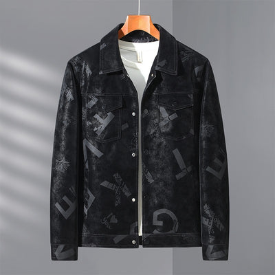 Spring And Autumn Thin Men's Lapel Leather Jacket - Black - Genuine Leather - Carvan Mart