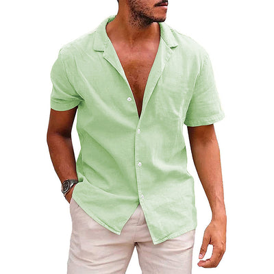 Men's Tops Casual Button Down Shirt Short Sleeve Beach Shirt Summer - Carvan Mart