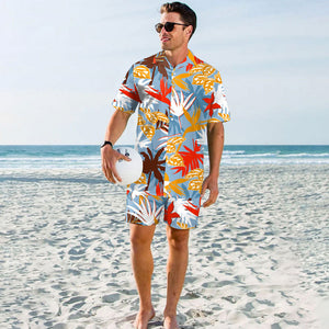 Men's Beach Digital Printed Shorts Shirt Inner Mesh Suit - Carvan Mart