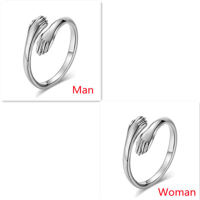 Alloy Simple Hands Hug Ring Opening Adjustable Jewelry - Carvan Mart