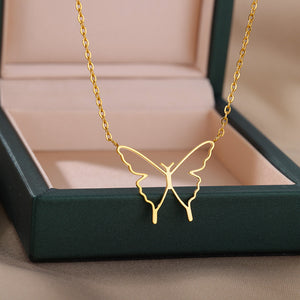 Women's Fashionable Elegant Hollow Butterfly Wings Pendant Necklace - - Necklaces - Carvan Mart