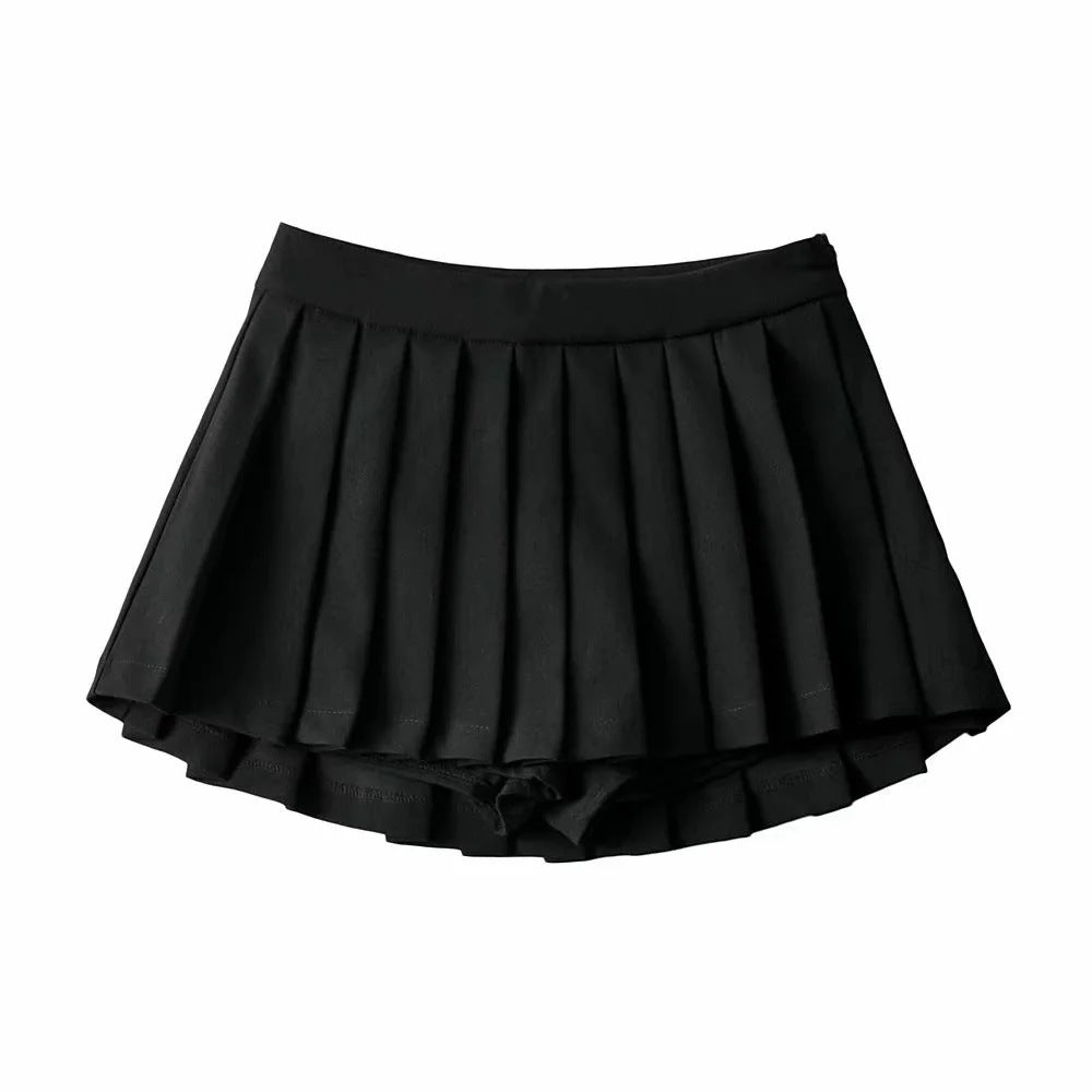 High Waist Front Short Back Length Pleated Skirt With Lining - Carvan Mart