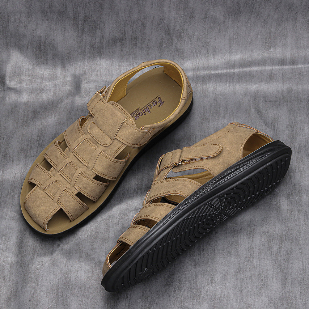 Men's Leather Sandals Casual Hipster Lightweight Comfortable Men's Shoes - Carvan Mart