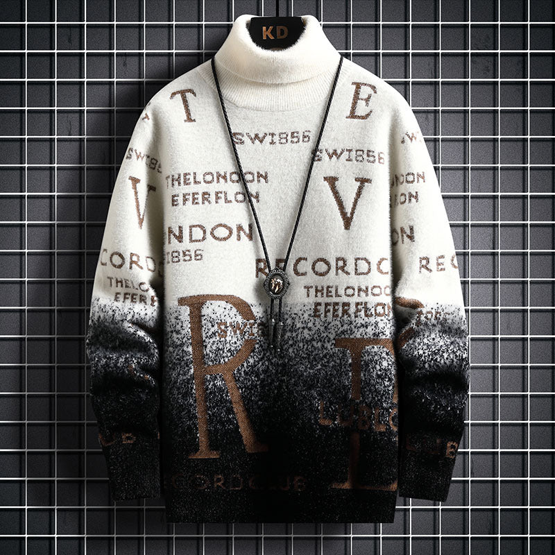 Gradient Mink Fleece Turtleneck Sweater For Men - Carvan Mart
