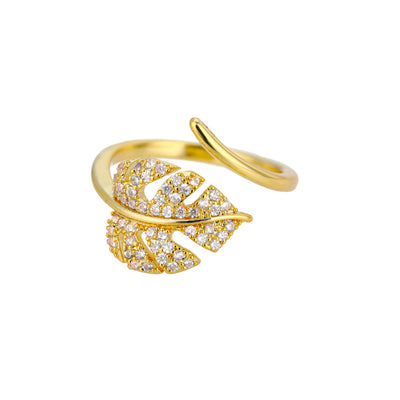 Nature-Inspired Leaf Ring Collection Vintage Fashion Adjustable Palm Leaf Ring - Gold Adjustable - Women's Rings - Carvan Mart