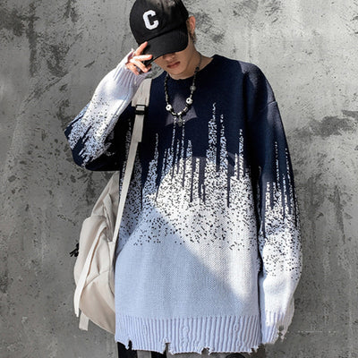 Men's Autumn And Winter New Hole Jacquard Loose-fitting Sweater - 4 Bright Stars - Men's Sweaters - Carvan Mart