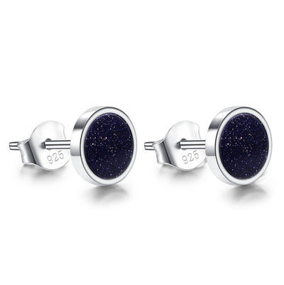 925 Earrings Men's Trend Personality Men - Blue sand stone - Men's Jewelry - Carvan Mart