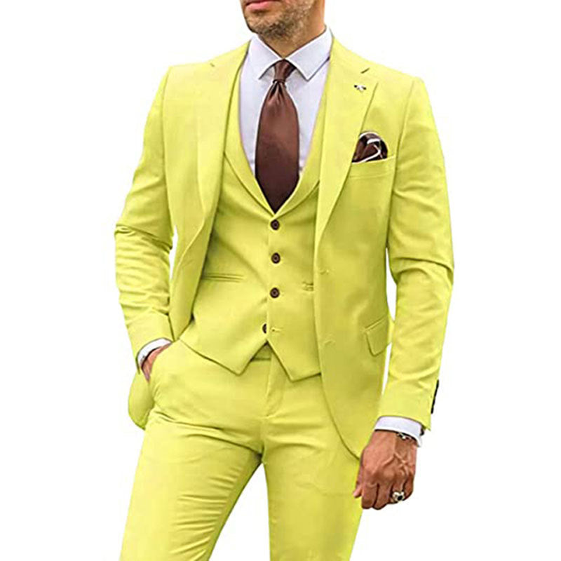 Men's Wedding Guest Outfit | Casual Slim Three-Piece Suit in Multiple Colors - - Men Suits & Sets - Carvan Mart