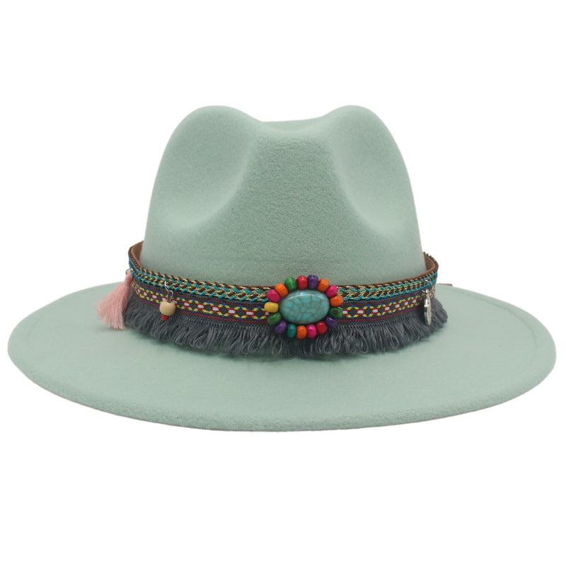 Ethnic Style Western Cowboy Hat Gem Accessories Tibetan Top Hat - Carvan Mart