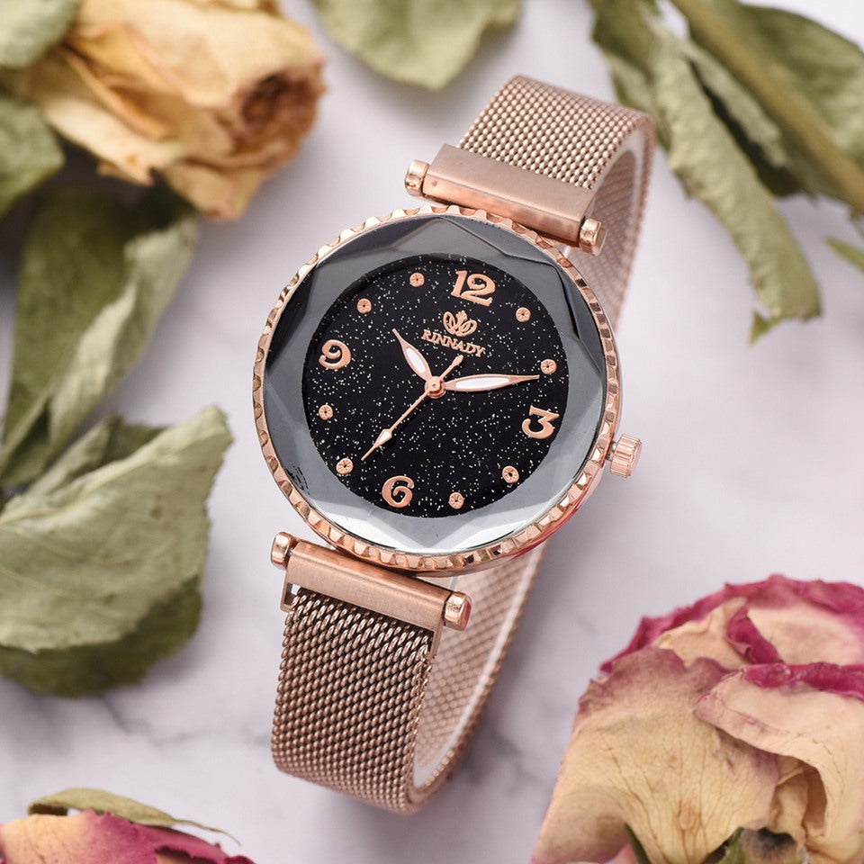 Women Watches Starry Sky Magnet Buckle Fashion Bracelet Wristwatch Roman Numeral Simple Clock Gift - Carvan Mart