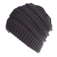 Mixed Color Knitted Wool Hat Ladies Non-labeled Ponytail Hat - Grey - Women's Hats & Caps - Carvan Mart