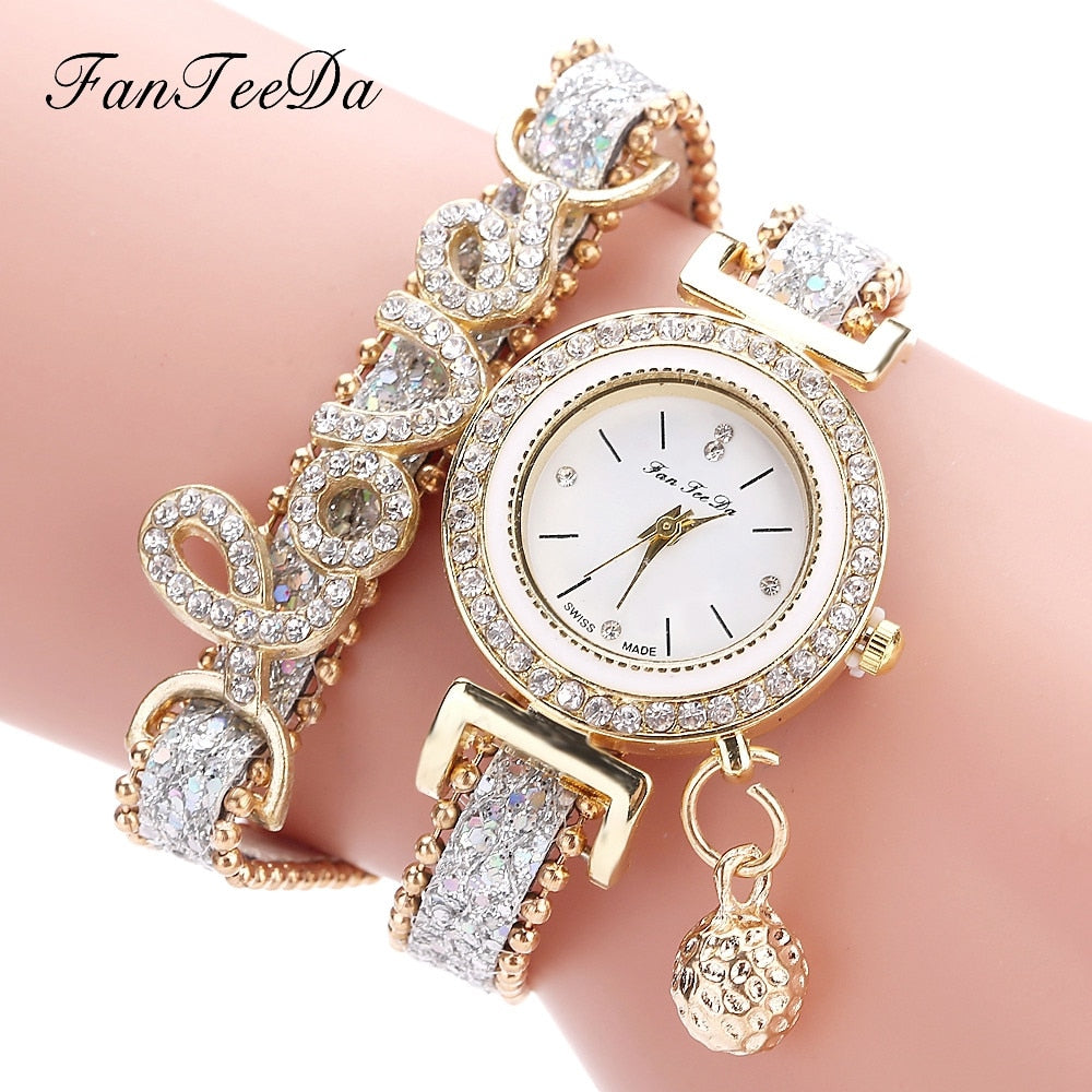 FanTeeDa Brand Women Bracelet Watches Ladies Watch Rhinestones Clock Womens Fashion Dress Wristwatch Relogio Feminino Gift - Carvan Mart