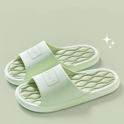 Wave Pattern Slippers Indoor Fashion Shoes Non-slip Slippers For Couples - Green - Women's Slippers - Carvan Mart