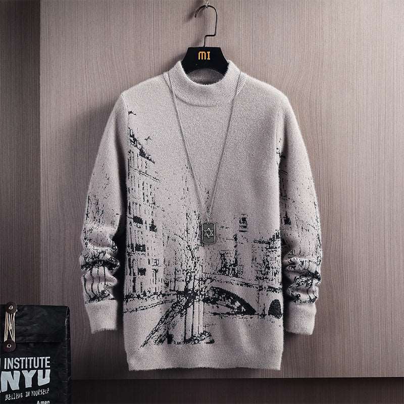 Winter Round Neck Long Sleeve Pullover Thick Sweater - - Men's Sweaters - Carvan Mart