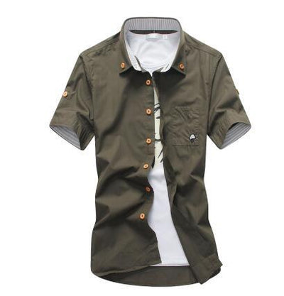 Embroidery Mens Shirts - Military green - Men's Shirts - Carvan Mart