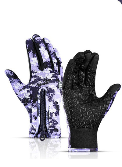 Winter Gloves Touch Screen Riding Motorcycle Sliding Waterproof Sports Gloves With Fleece - A Purple - Men's Gloves - Carvan Mart