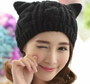 Hand Made 3D Cute Knitted Cat Ear Beanie For Winter - Carvan Mart