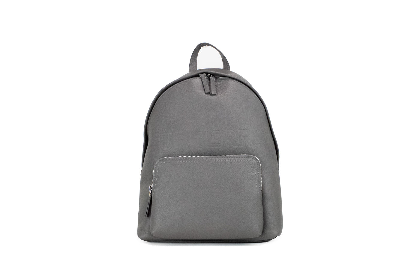 Burberry Abbeydale Branded Charcoal Grey Pebbled Leather Backpack Bookbag - Gray - - Burberry