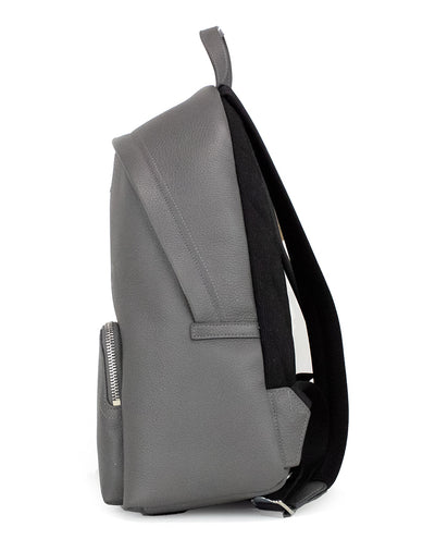 Burberry Abbeydale Branded Charcoal Grey Pebbled Leather Backpack Bookbag - - - Burberry