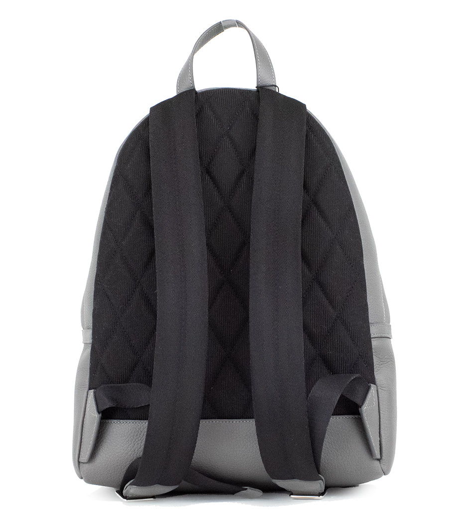 Burberry Abbeydale Branded Charcoal Grey Pebbled Leather Backpack Bookbag - - - Burberry