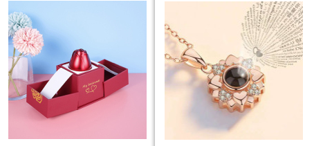 Valentine's Day Gifts Metal Rose Jewelry Gift Box Necklace Wedding Girlfriend Necklace Gifts - Set6 - Gift - Carvan Mart