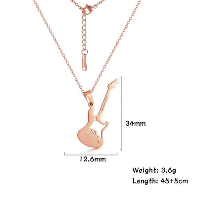 Punk Rock Stainless Steel Guitar Pendant Necklace - Carvan Mart