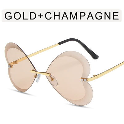 Retro Trend Love Personality Metal Sunglasses Women - Champagne slices - Women's Sunglasses - Carvan Mart