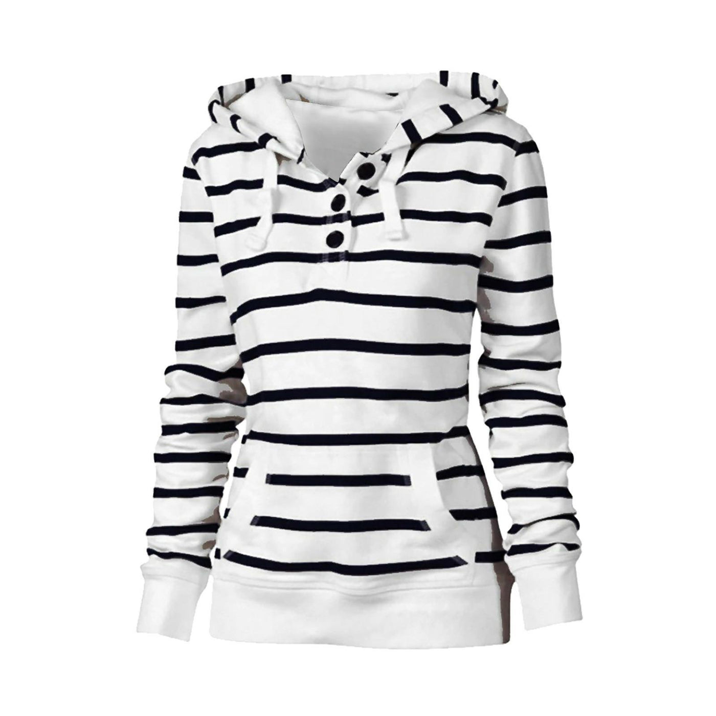 Women's Casual Long Sleeve Hooded Striped Sweater Jacket - Street Style Pullover - - Sweaters - Carvan Mart