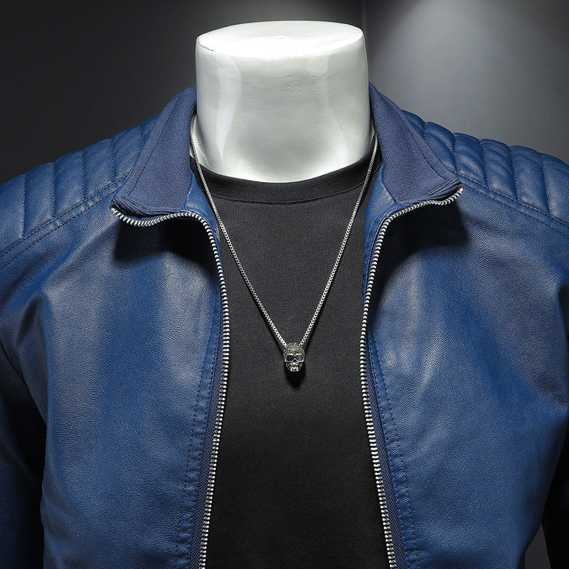 Men's Leather Motorcycle Jacket Thin Coat - Carvan Mart