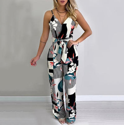 Sling temperament Women's Wide-leg Jumpsuit - White - Jumpsuits & Rompers - Carvan Mart