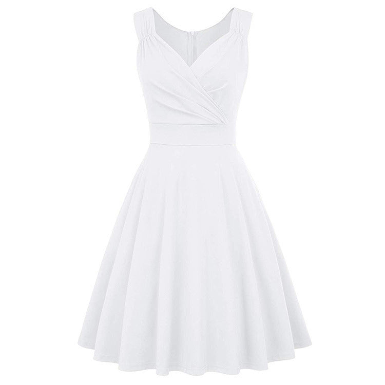 Women's Light V-Neck Cocktail Dress - Elegant Polyester Dress with Lining - Carvan Mart