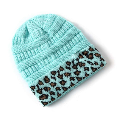 Beanie Women's Warm Leopard Print Knitted Hat - Carvan Mart
