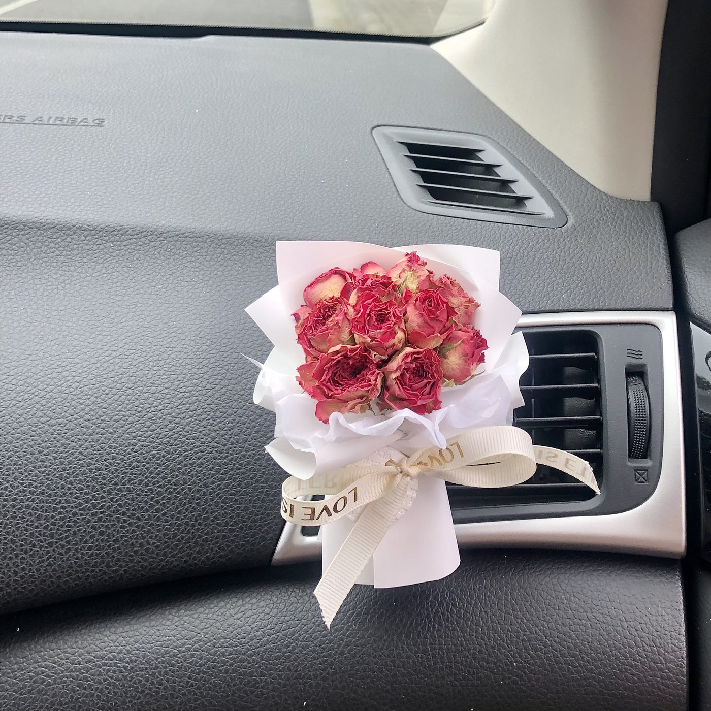 Natural Mini Rose Dry Flower Valentine Car Decor - Yesterday - Gift - Carvan Mart