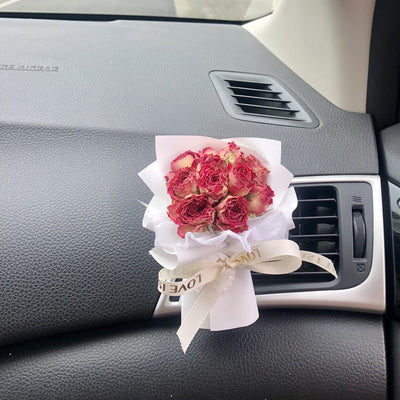 Natural Mini Rose Dry Flower Valentine Car Decor - Yesterday - Gift - Carvan Mart