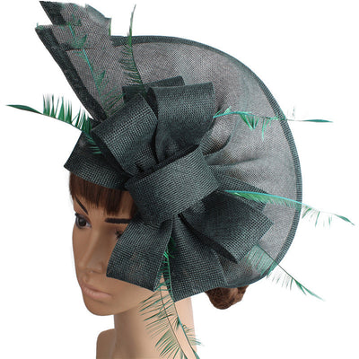 Fascinator Hat Wind Cover Mesh Fashion Bride Wedding Hat - Dark green - Women's Hats & Caps - Carvan Mart