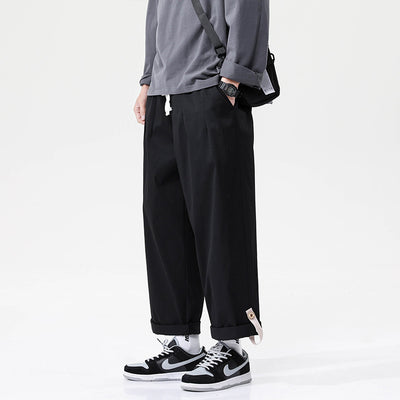 Solid Color Versatile Hip Hop Loose Drape Trousers - Black - Men's Pants - Carvan Mart