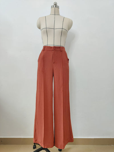 Elegant Wide-Leg Office Slacks - Pleated Tailored Fit - Carvan Mart