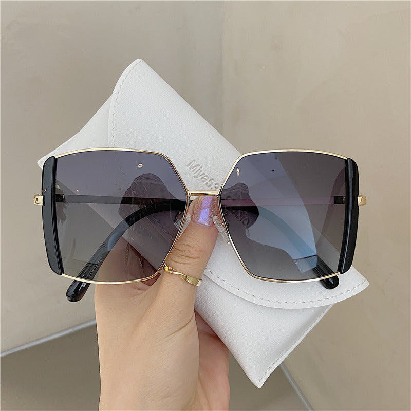 New Double Eyebrow Sunglasses For Women - Black frame grey chip - Women's Sunglasses - Carvan Mart